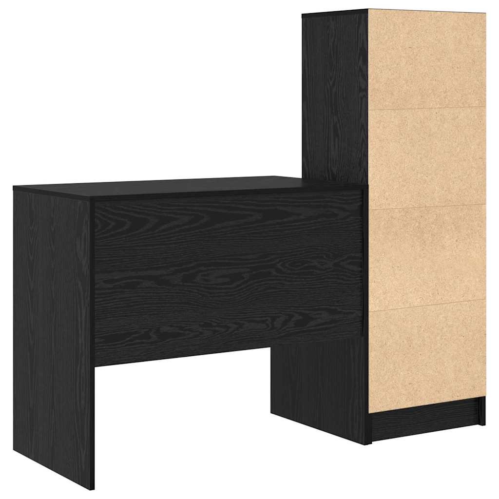 Bureau met lade 2 pcs Zwart Eiken