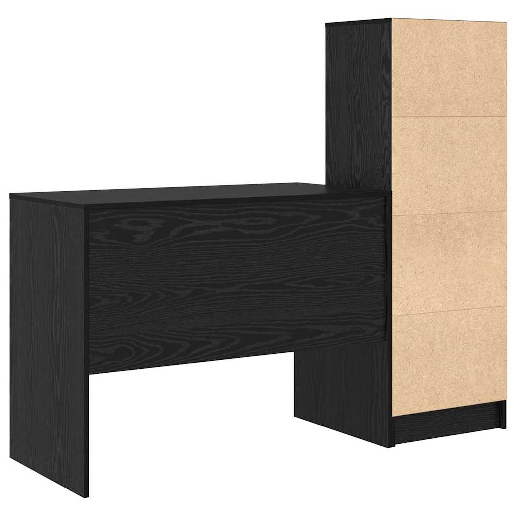 Bureau met lade 2 pcs Zwart Eiken