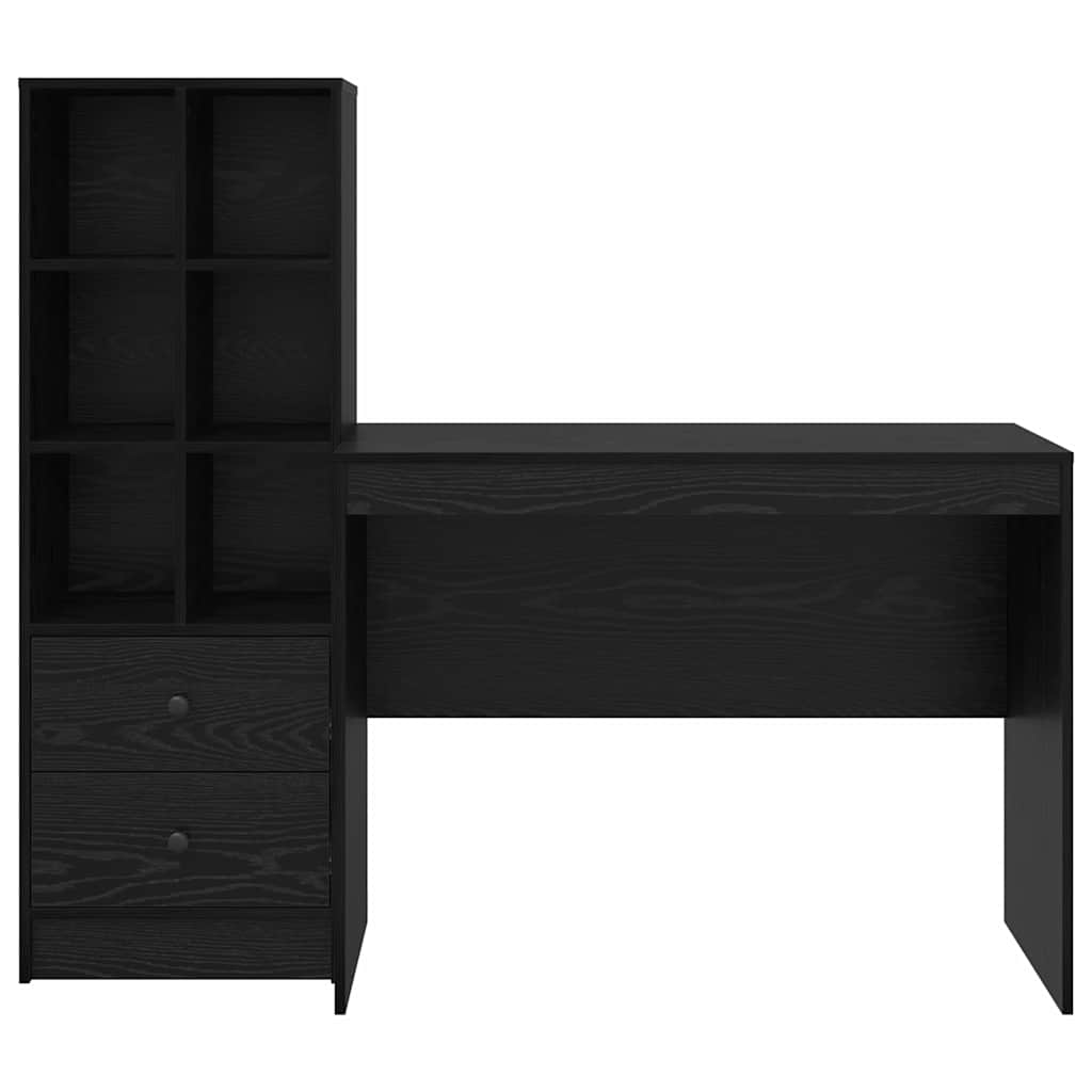 Bureau met lade 2 pcs Zwart Eiken