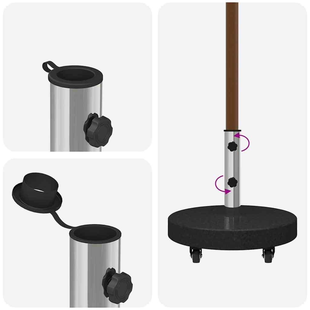 Parasolvoet 45 X 45 X 45 Cm Graniet En Rvs met wielen (66 cm) Zwart 30 kg