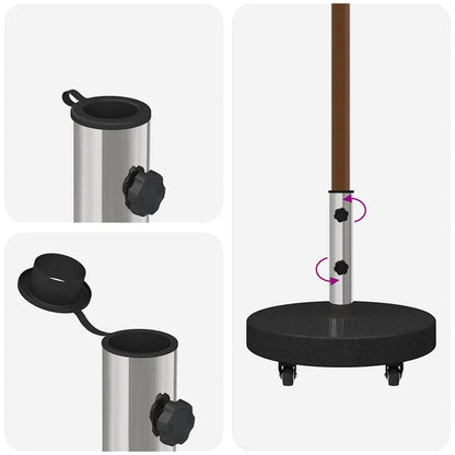 Parasolvoet 45 X 45 X 45 Cm Graniet En Rvs met wielen (66 cm) Zwart 30 kg