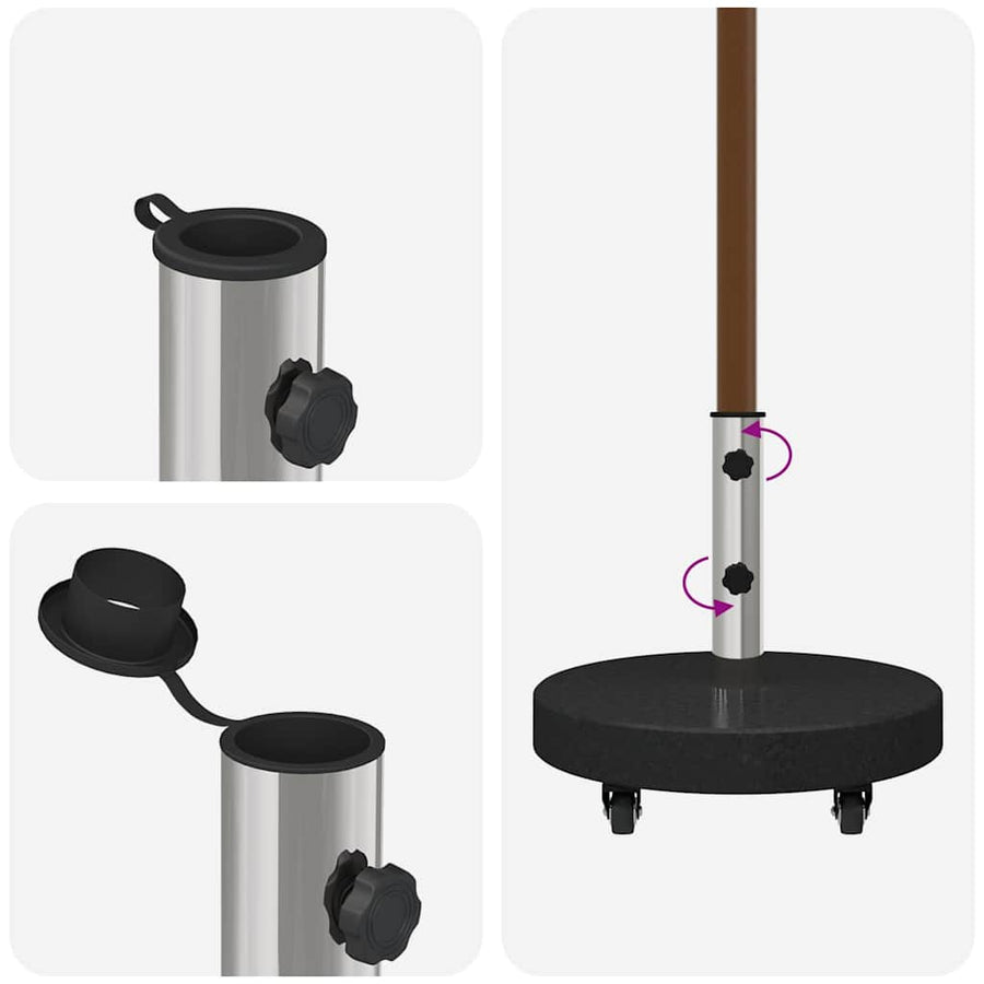 Parasolvoet 45 X 45 X 45 Cm Graniet En Rvs met wielen (66 cm) Zwart 30 kg