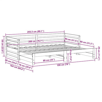 Dagbed met onderschuifbed zonder matras 80x200 cm