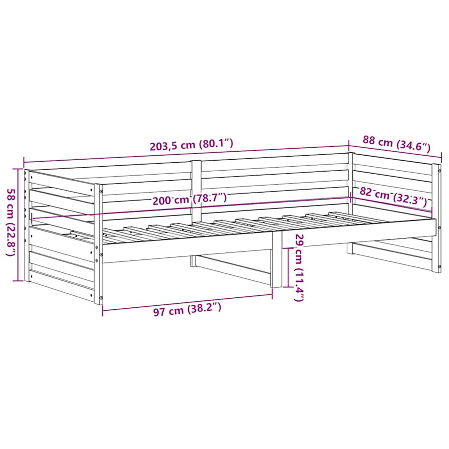 Dagbed zonder matras 80x200 cm massief grenenhout