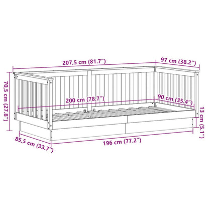 Dagbed zonder matras 90x200 cm massief grenenhout