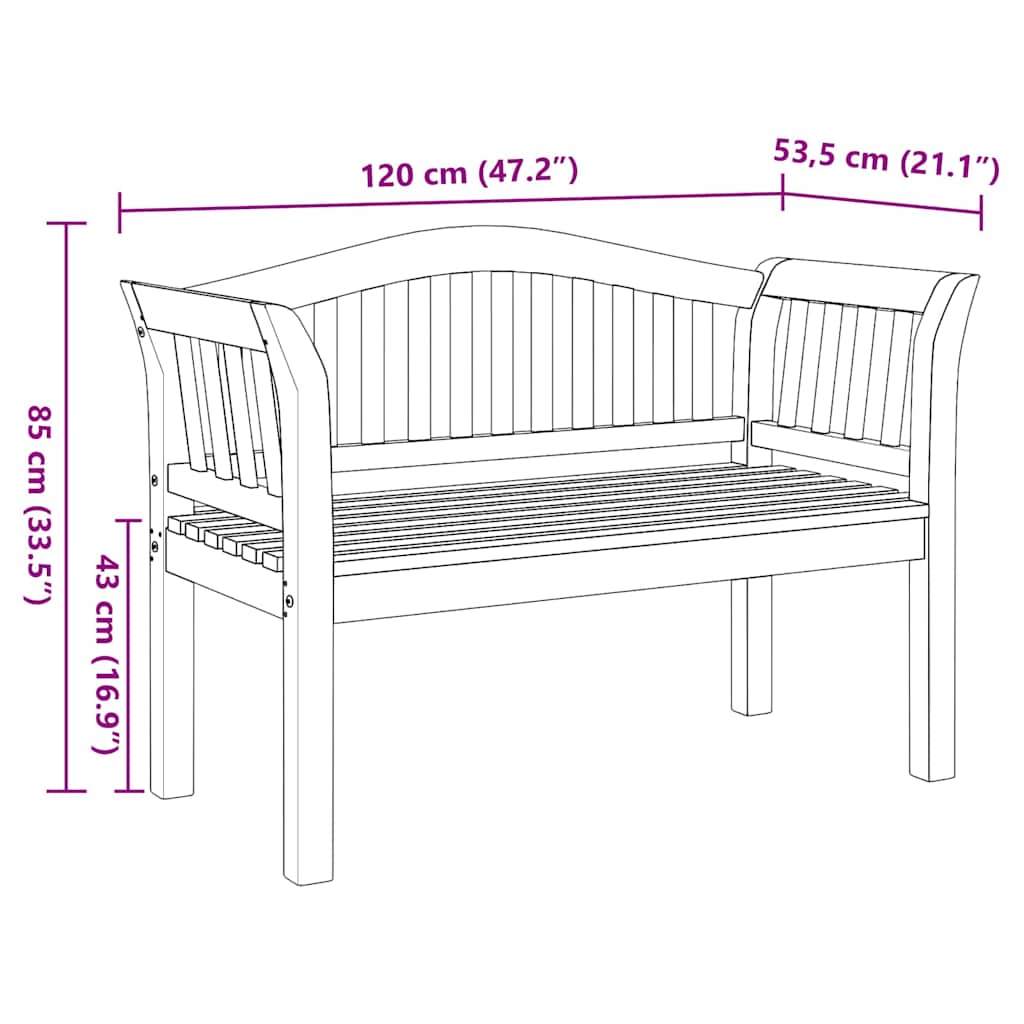 Bank Bruin 120 x 53,5 x 85 cm Massief teakhout