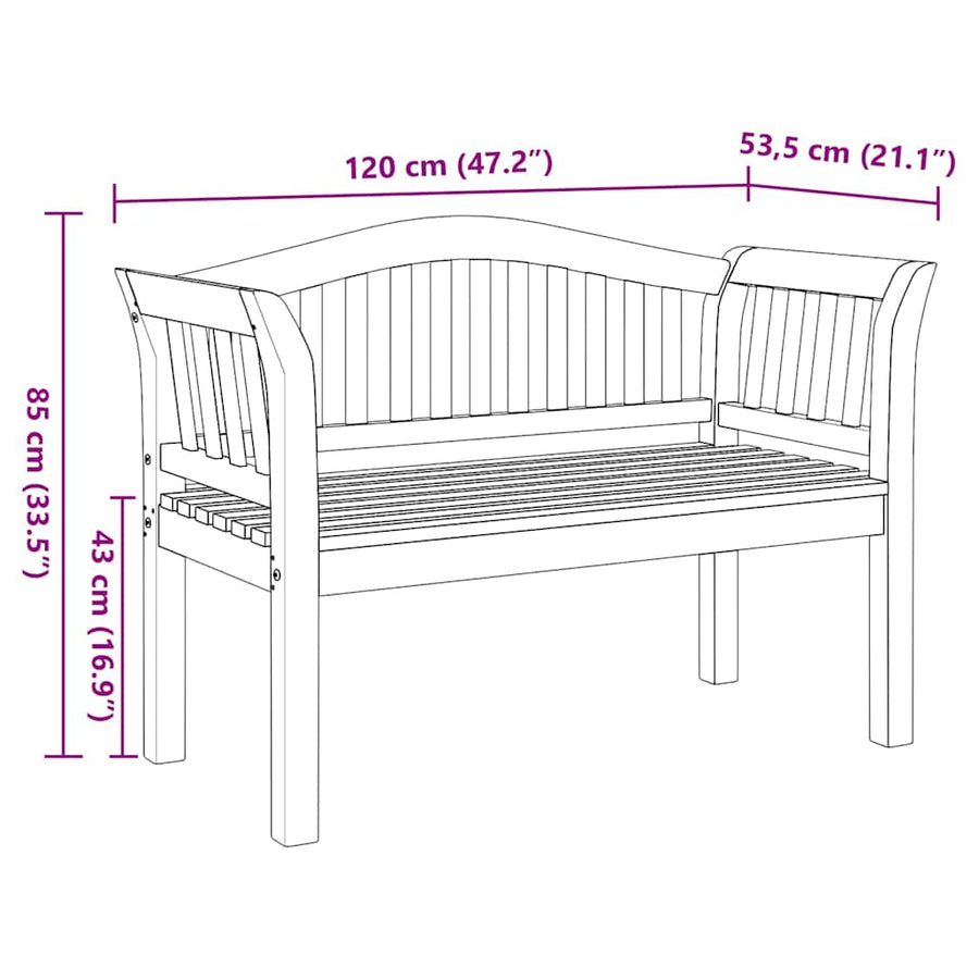 Bank Bruin 120 x 53,5 x 85 cm Massief teakhout