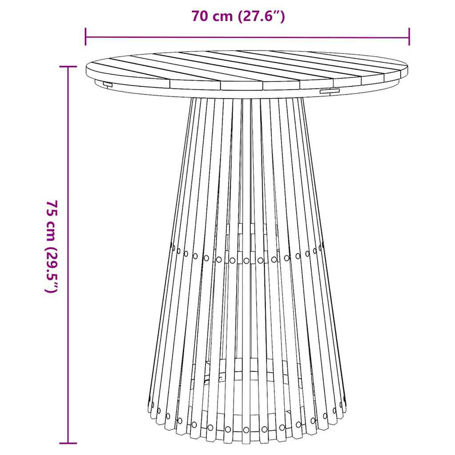 Bijzettafel Bruin 70 x 70 x 75 cm Massief Teakhout