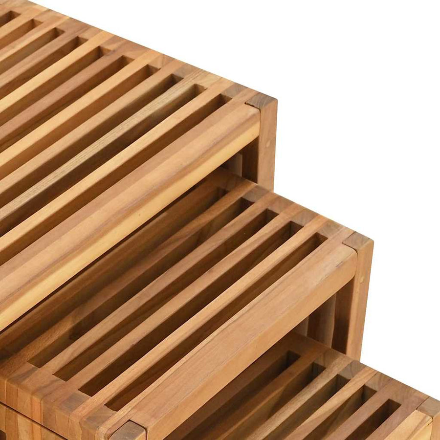Tuin Bijzettafel 3 pcs Bruin 33 x 44,5 x 51 cm Massief Teakhout