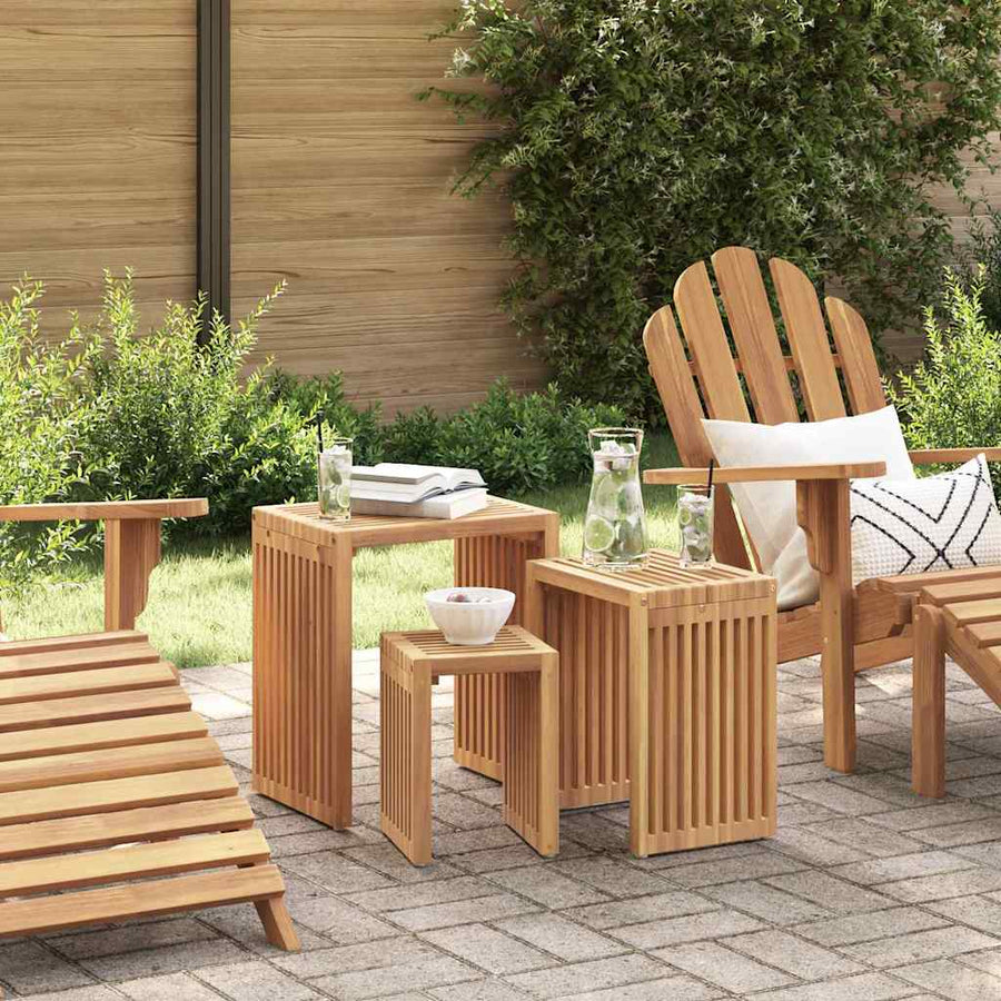 Tuin Bijzettafel 3 pcs Bruin 33 x 44,5 x 51 cm Massief Teakhout