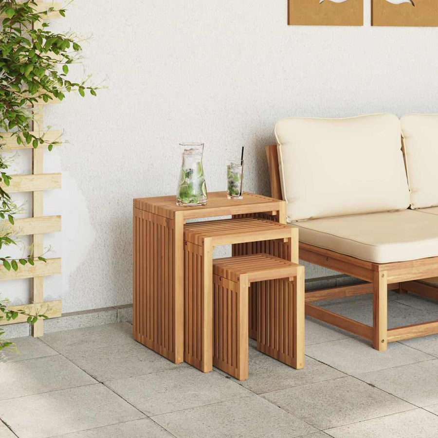 Tuin Bijzettafel 3 pcs Bruin 33 x 44,5 x 51 cm Massief Teakhout
