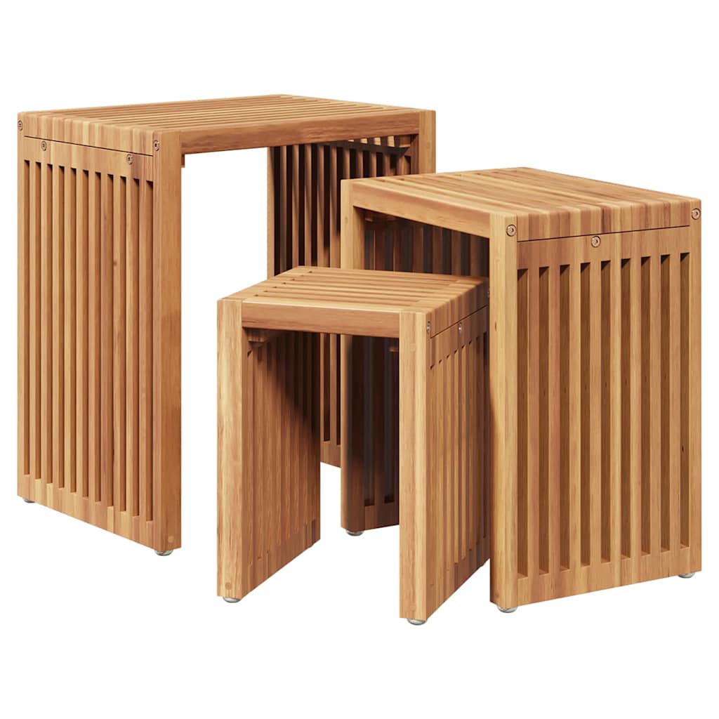 Tuin Bijzettafel 3 pcs Bruin 33 x 44,5 x 51 cm Massief Teakhout