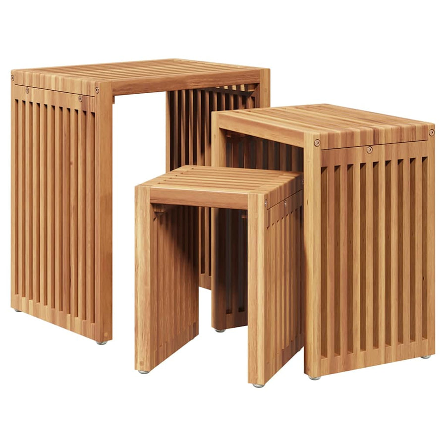 Tuin Bijzettafel 3 pcs Bruin 33 x 44,5 x 51 cm Massief Teakhout