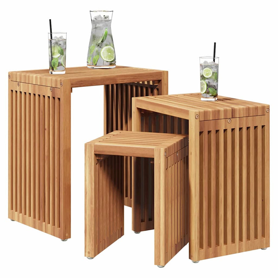 Tuin Bijzettafel 3 pcs Bruin 33 x 44,5 x 51 cm Massief Teakhout