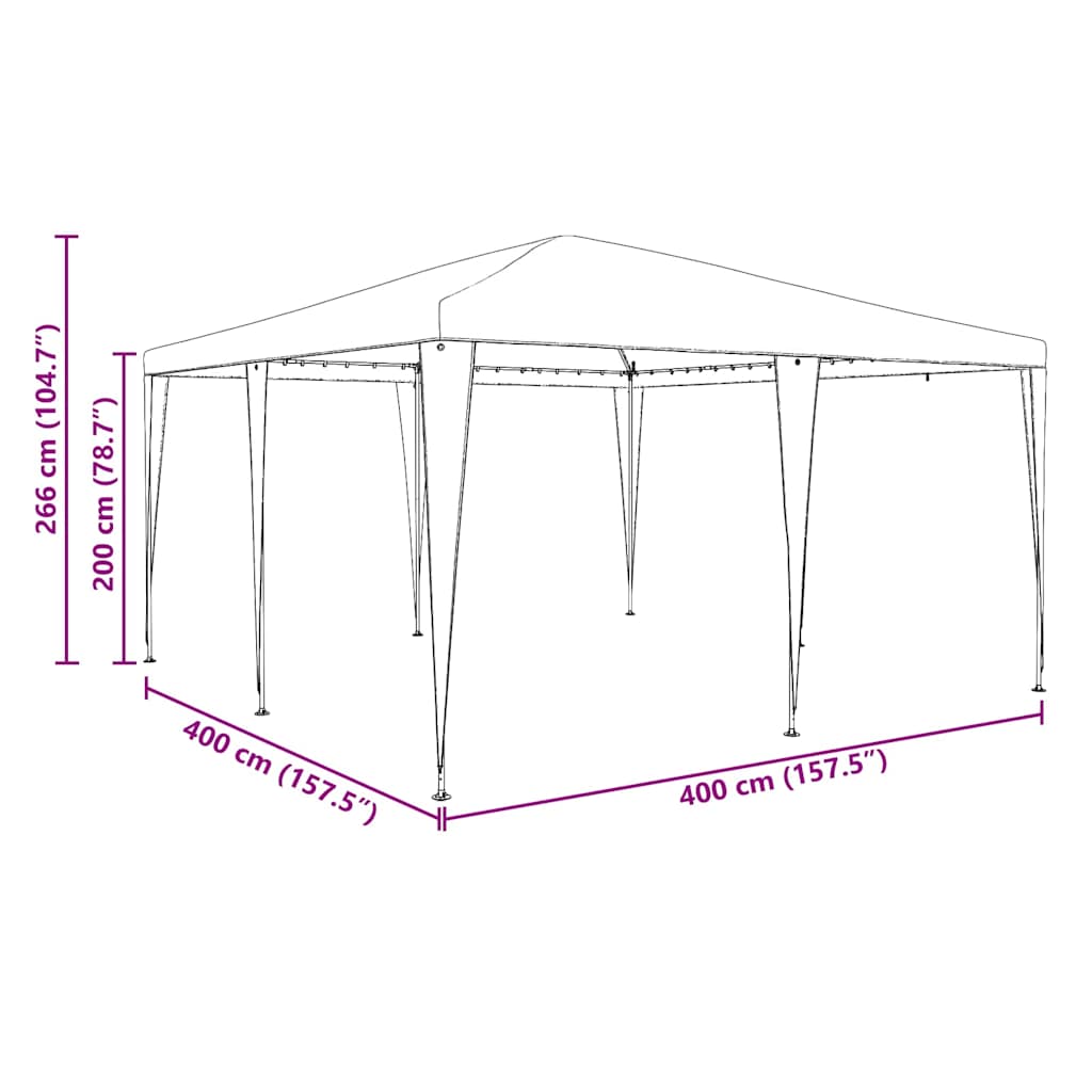 Partytent 400 X 400 X 266 Cm Polyethyleen En Staal 4 x 4 m Blauw
