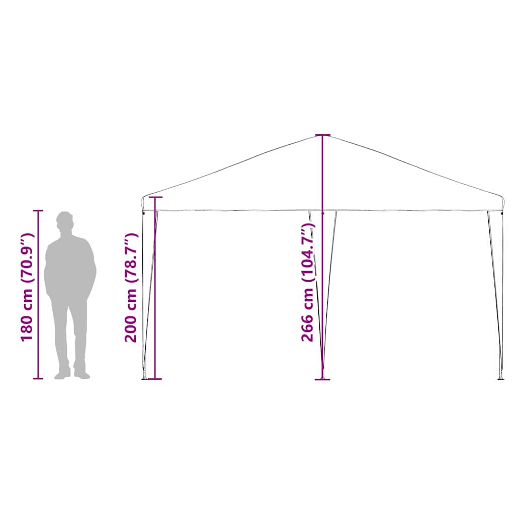 Partytent 400 X 400 X 266 Cm Polyethyleen En Staal 4 x 4 m Antraciet