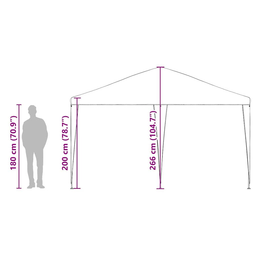 Partytent 400 X 400 X 266 Cm Polyethyleen En Staal 4 x 4 m Antraciet