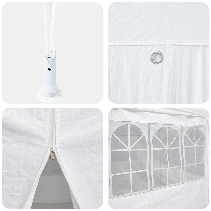 Partytent met 8 Zijwanden - Wit - 4 x 4 m - PE