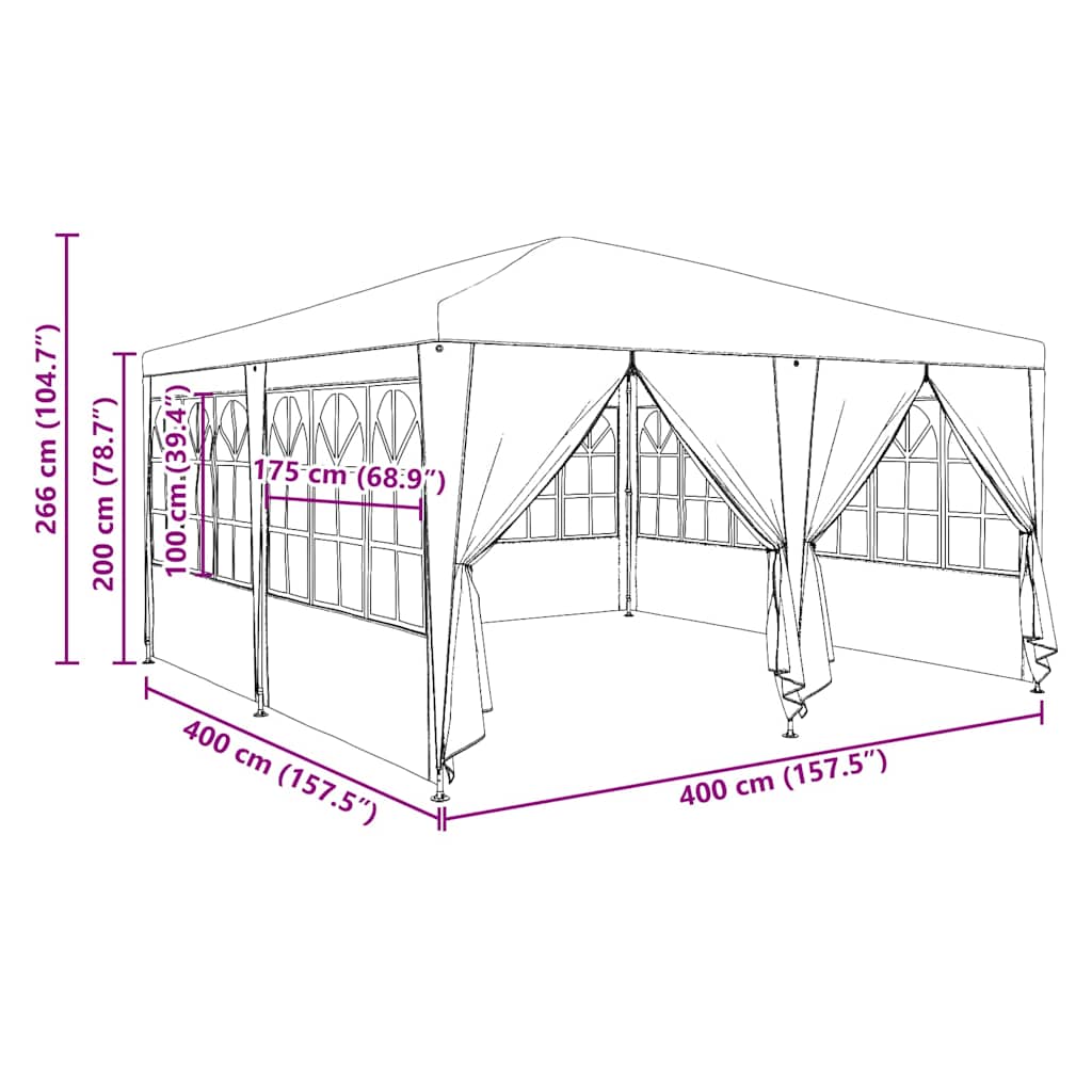Partytent Antraciet 400 x 400 x 266 cm Polyetheen