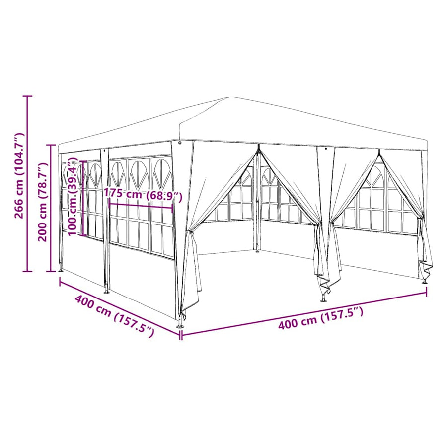 Partytent Antraciet 400 x 400 x 266 cm Polyetheen