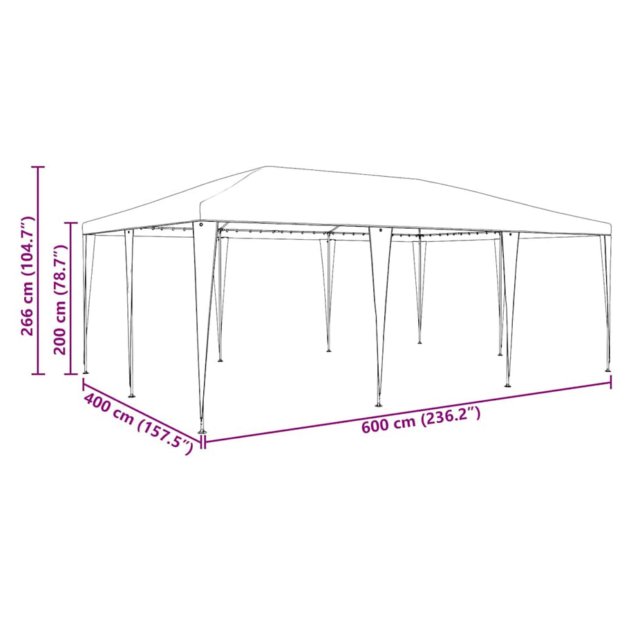 Partytent Wit 600 x 400 x 266 cm Polyethyleen en Staal