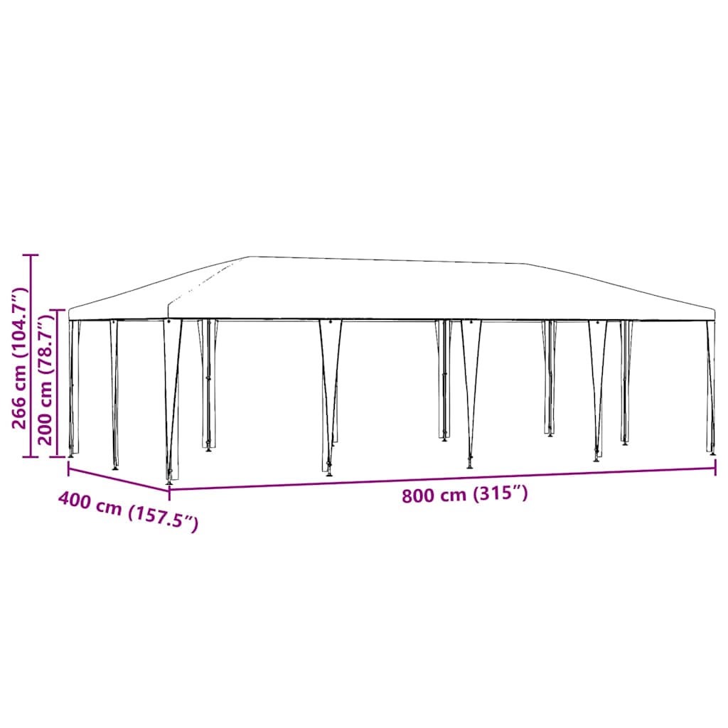 Partytent Blauw 800 x 400 x 266 cm Polyethyleen en Staal