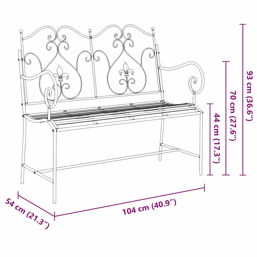 Tuinbank Zwart 104 x 54 x 93 cm Staal