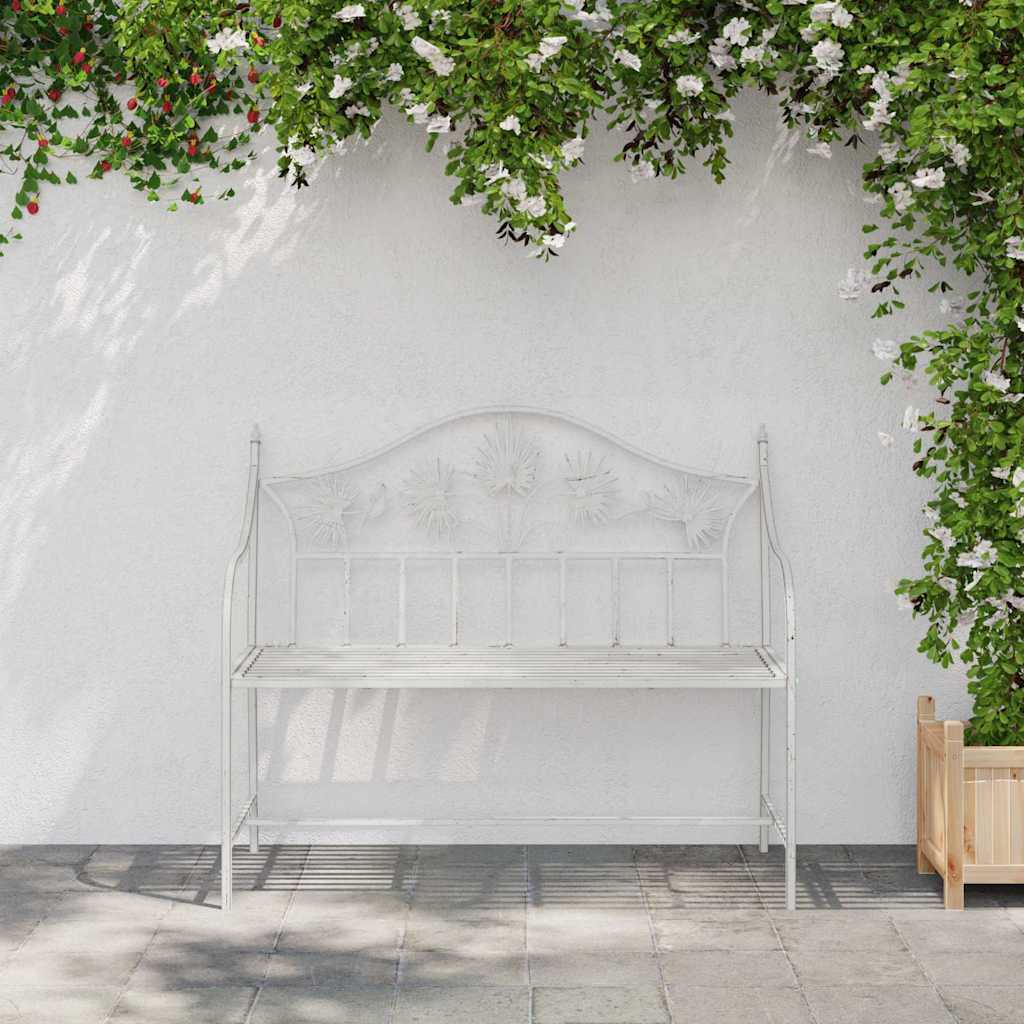 Tuinbank Antiek wit 104 x 52,5 x 89 cm Staal