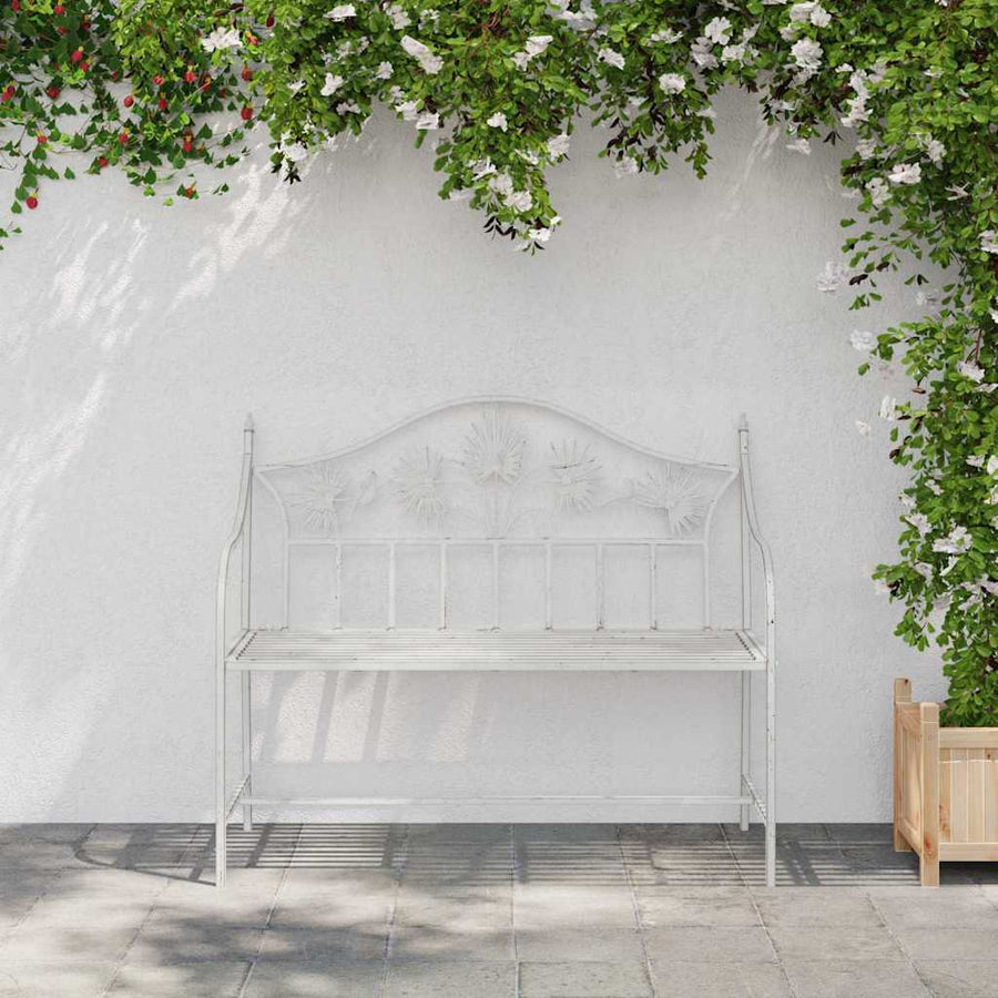 Tuinbank Antiek wit 104 x 52,5 x 89 cm Staal