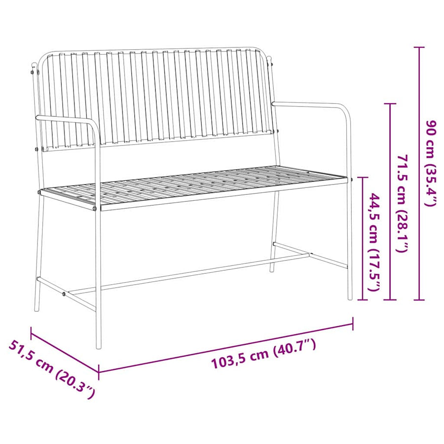 Tuinbank Zwart 103,5 x 51,5 x 90 cm Staal