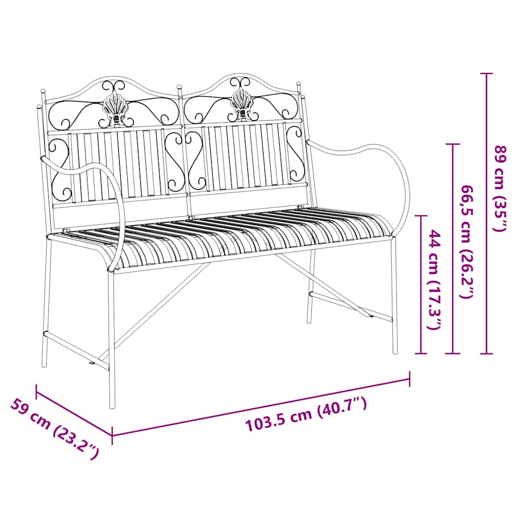 Tuinbank Antiek wit 103,5 x 59 x 89 cm Staal