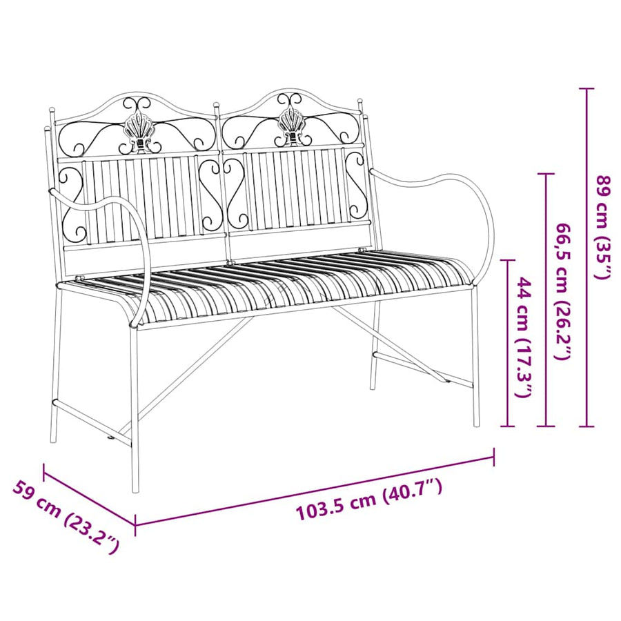 Tuinbank Zwart 103,5 x 59 x 89 cm Staal