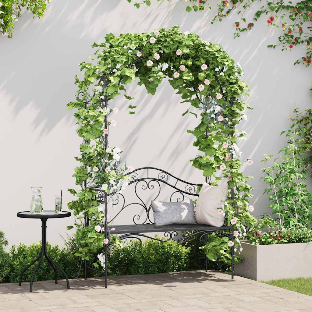 Tuinbank Zwart 121 x 48 x 200 cm Staal