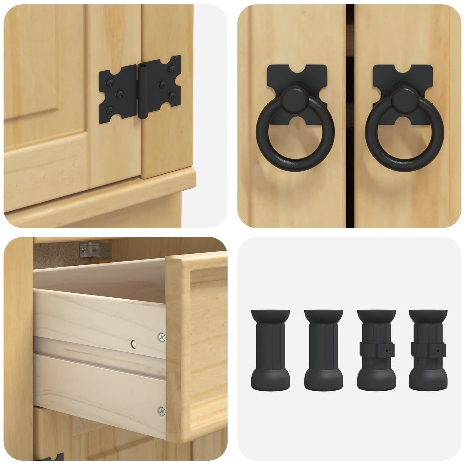 Kast met lade Honing 60 x 46 x 81,5 cm Massief grenenhout