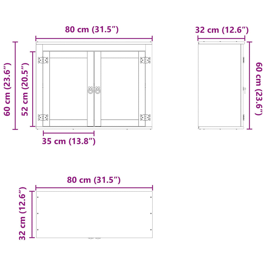 Kast met plank Honing 60 x 32 x 40 cm Massief grenenhout