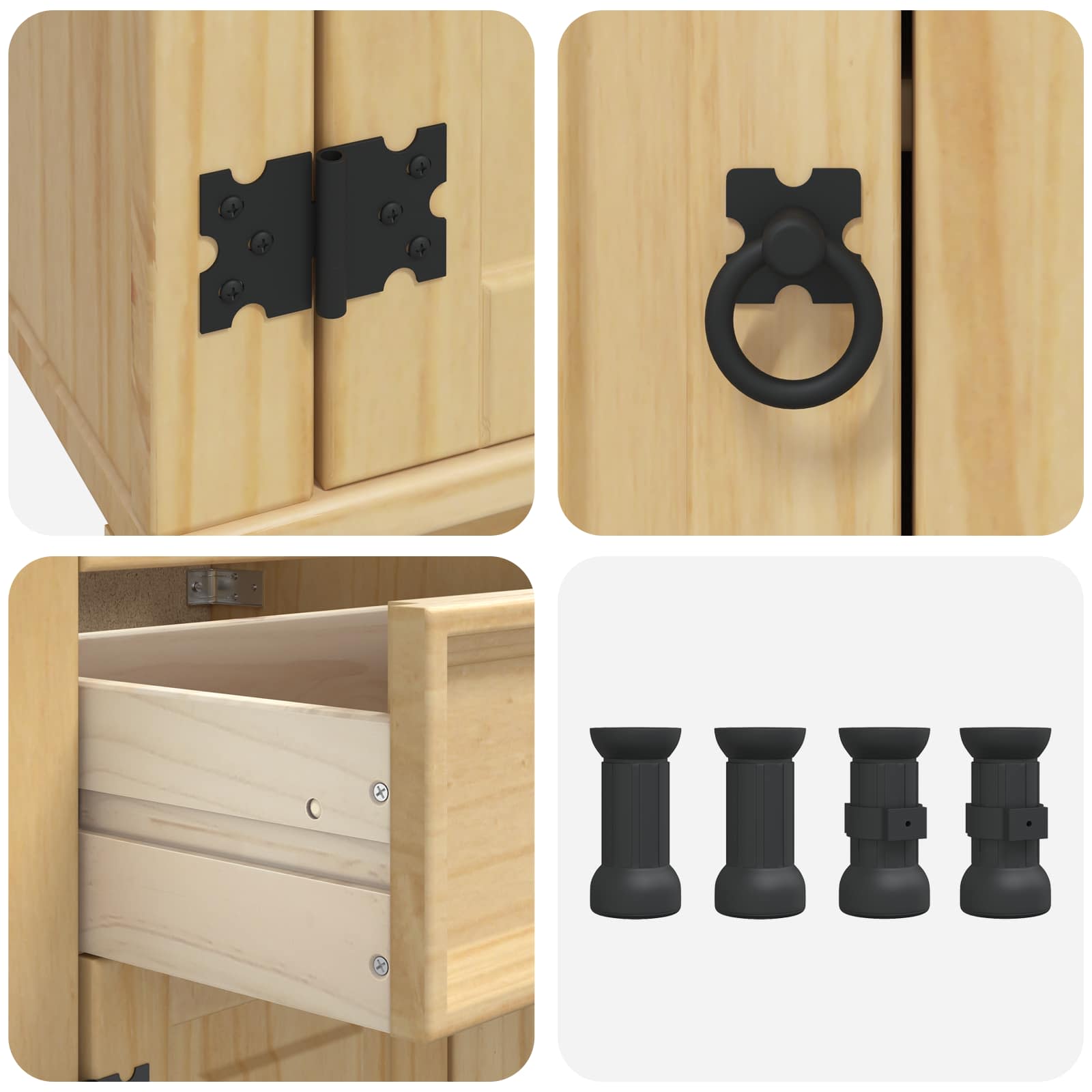 Kast met lade Honing 80 x 46 x 81,5 cm Massief grenenhout
