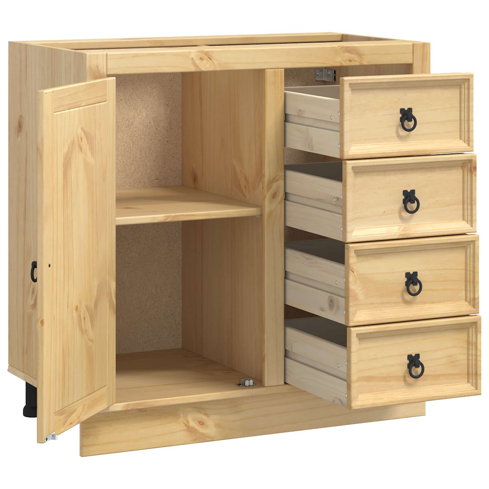 Kast met lade Honing 80 x 46 x 81,5 cm Massief grenenhout