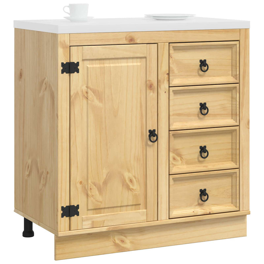 Kast met lade Honing 80 x 46 x 81,5 cm Massief grenenhout