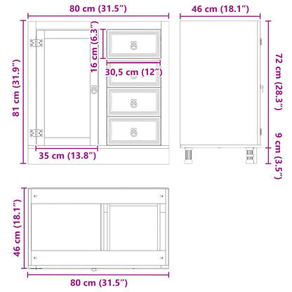 Kast met lade Honing 80 x 46 x 81,5 cm Massief grenenhout