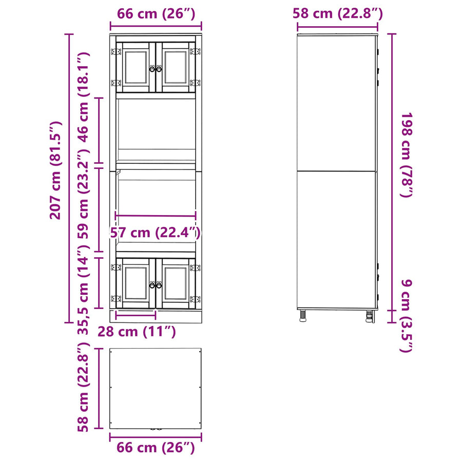 Kast Met Plank Honing 60 X 32 X 40 Cm Massief Grenenhout Wandkast met deuren