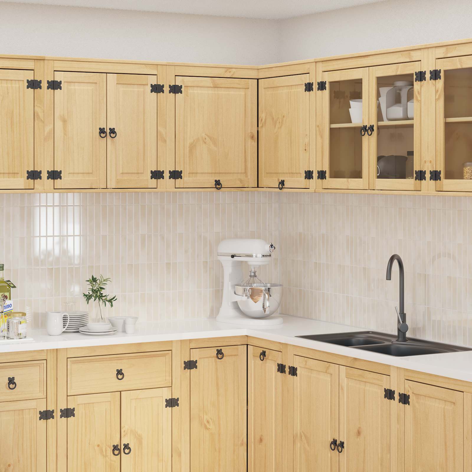 Kast met plank Honing 80 x 80 x 60 cm Massief grenenhout