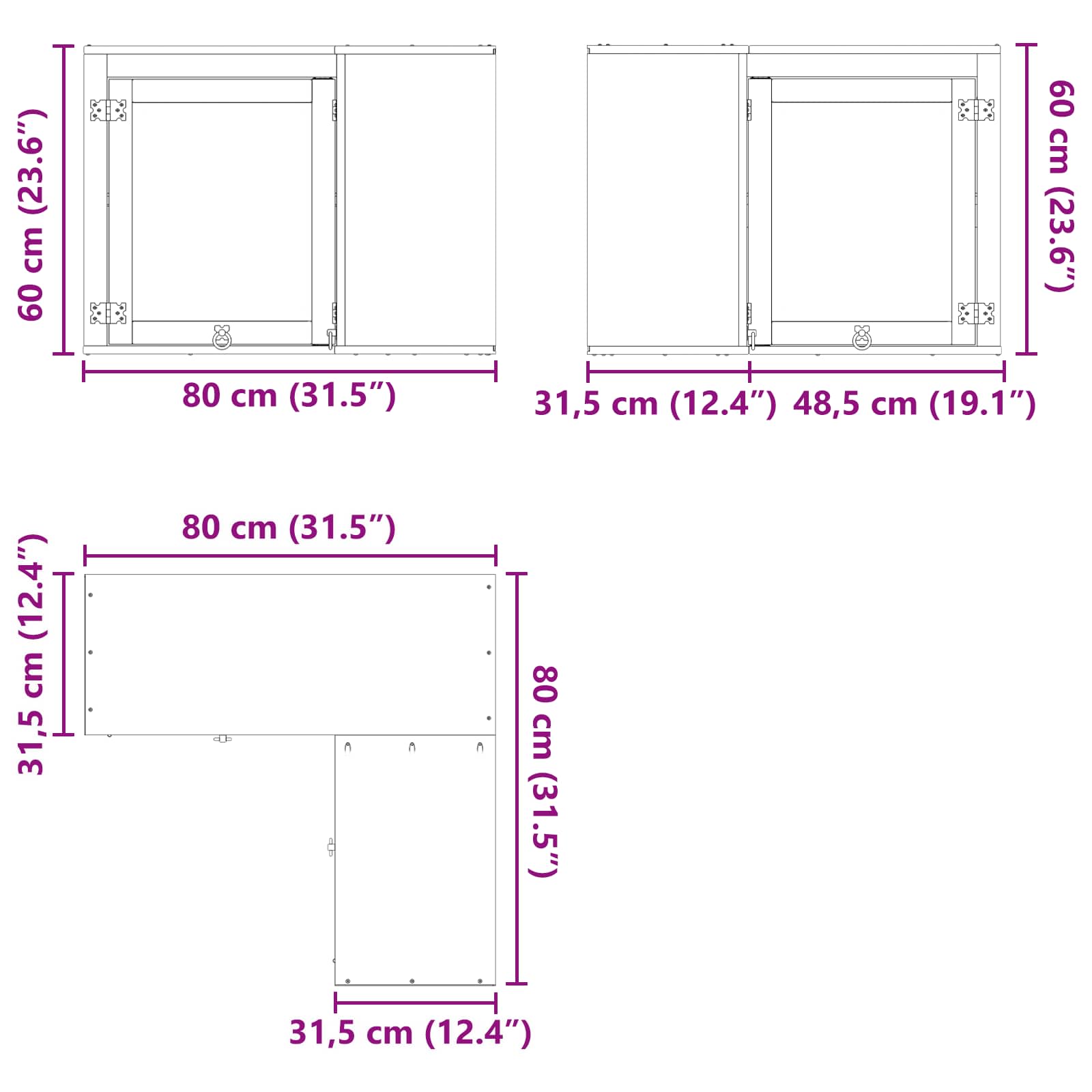 Kast met plank Honing 80 x 80 x 60 cm Massief grenenhout