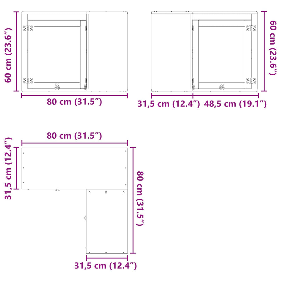 Kast met plank Honing 80 x 80 x 60 cm Massief grenenhout