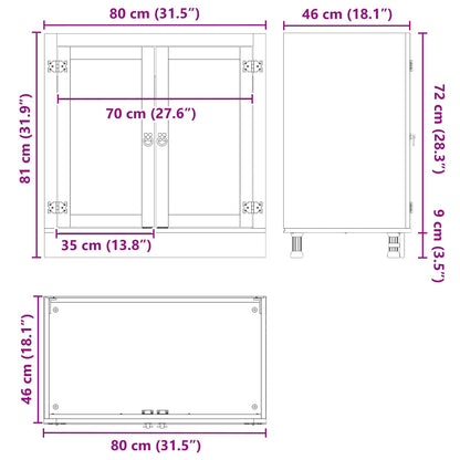 Kast met opslag Honing 80 x 46 x 81,5 cm Massief grenenhout