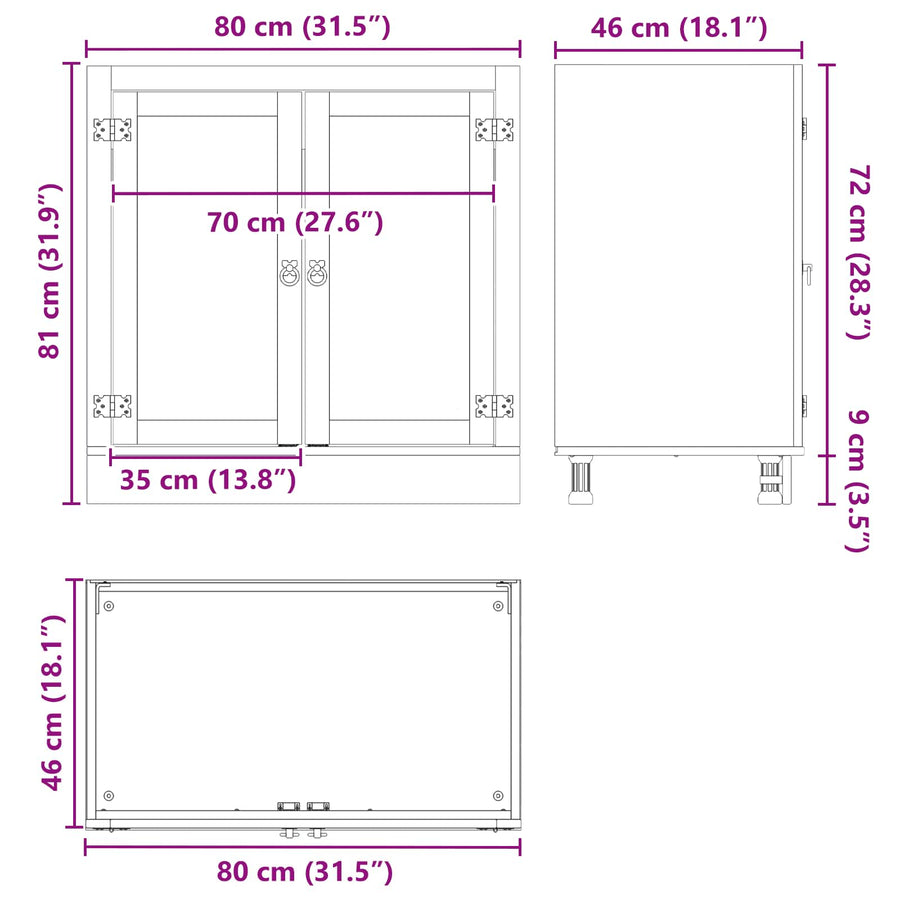 Kast met opslag Honing 80 x 46 x 81,5 cm Massief grenenhout