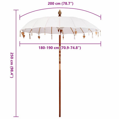 Parasol Crème x 250 cm Katoen en massief hout
