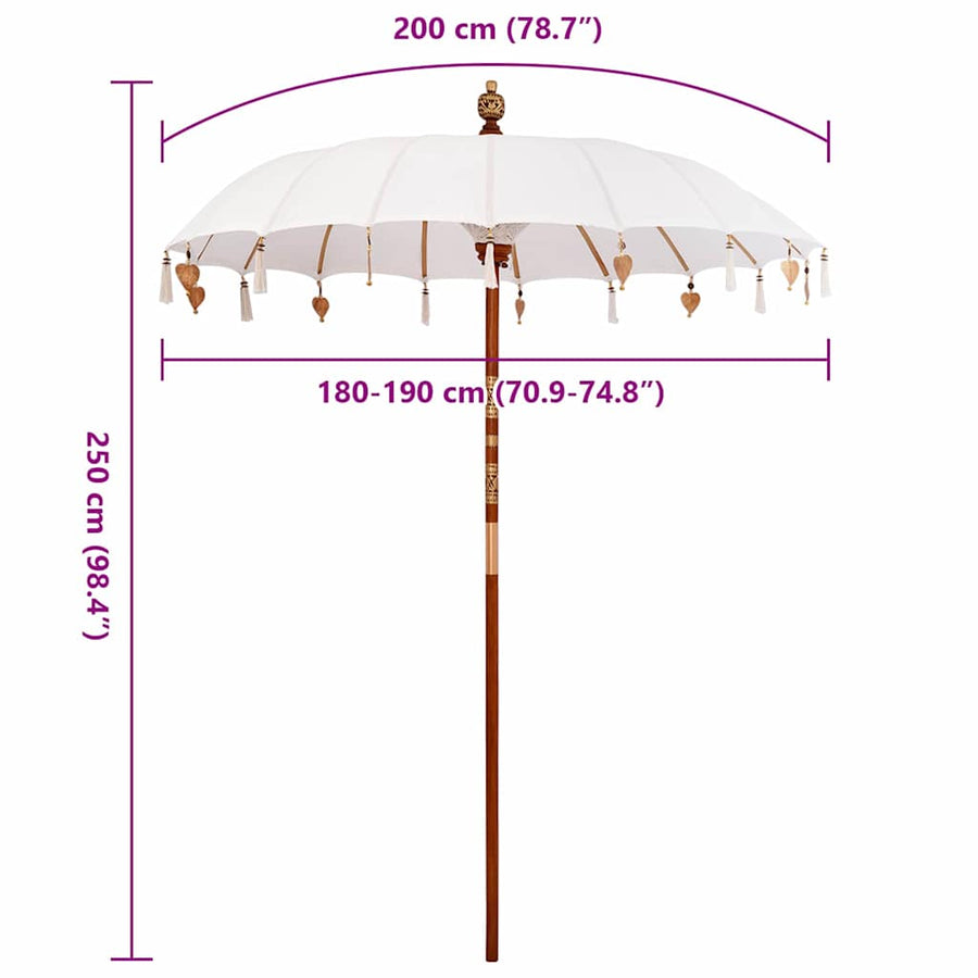 Parasol Crème x 250 cm Katoen en massief hout