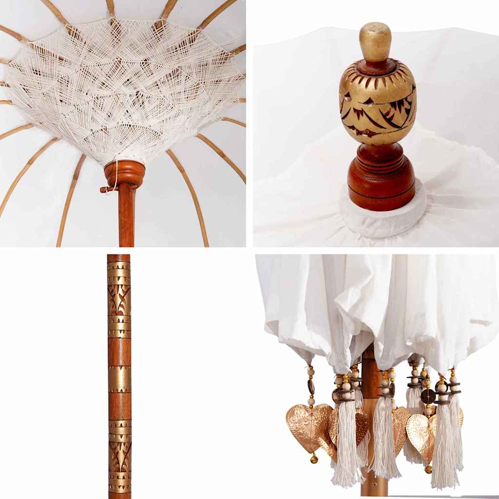 Parasol Crème x 250 cm Katoen en massief hout