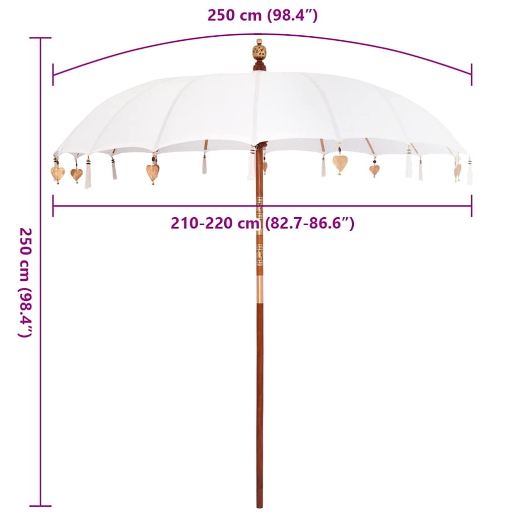 Parasol Crème x 250 cm Katoen en massief hout