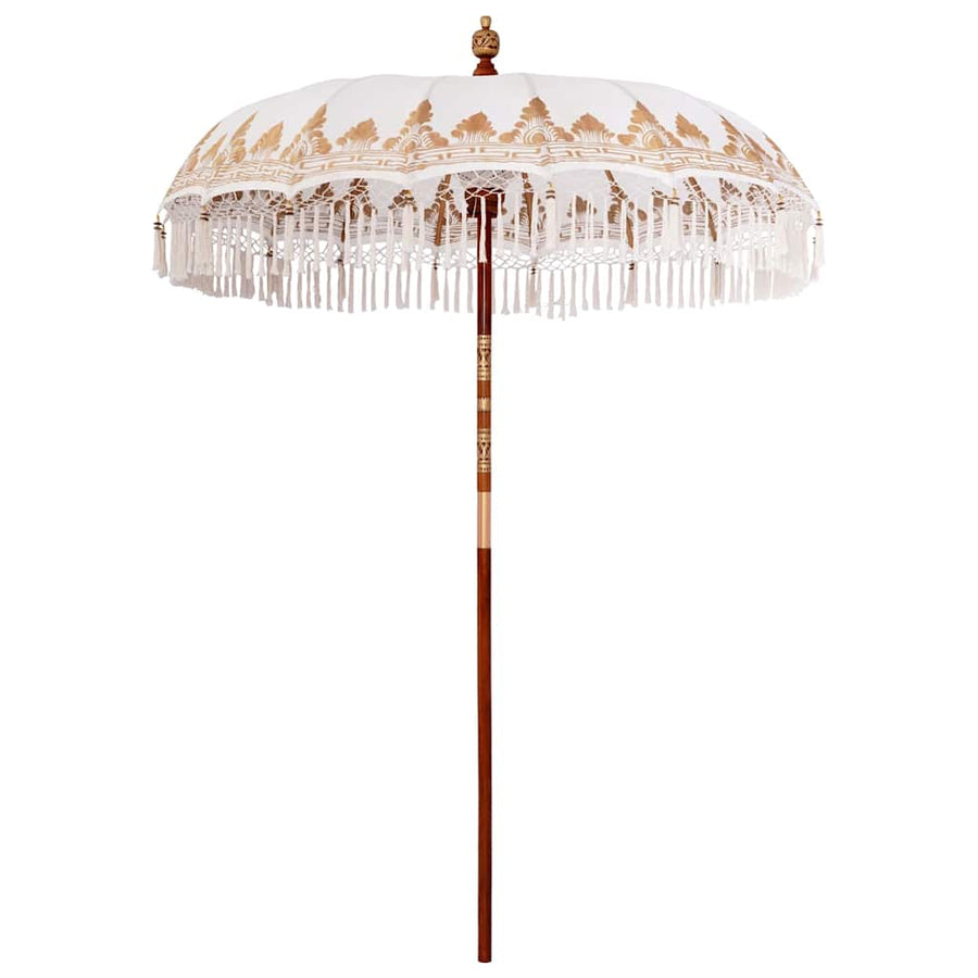 Parasol Crème 180-190 cm Katoenen stoffen & Hout & Bamboe